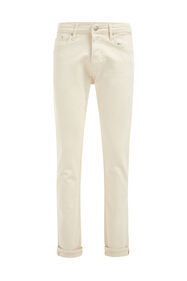 Heren slim fit jeans met medium stretch, Gebroken wit