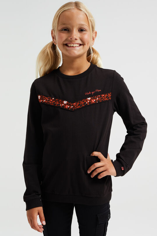 Meisjes T-shirt met embroidery, Zwart