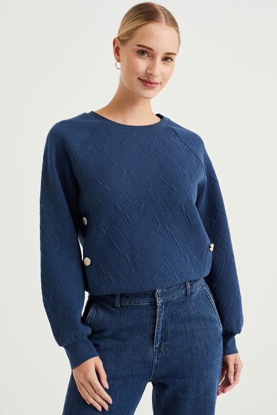 Dames sweater met structuur, Donkerblauw