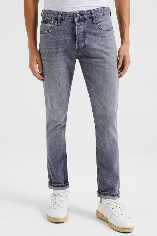 Heren slim fit jeans met comfort stretch, Grijsblauw