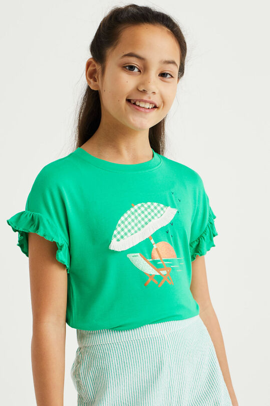 Meisjes T-shirt met opdruk, Groen