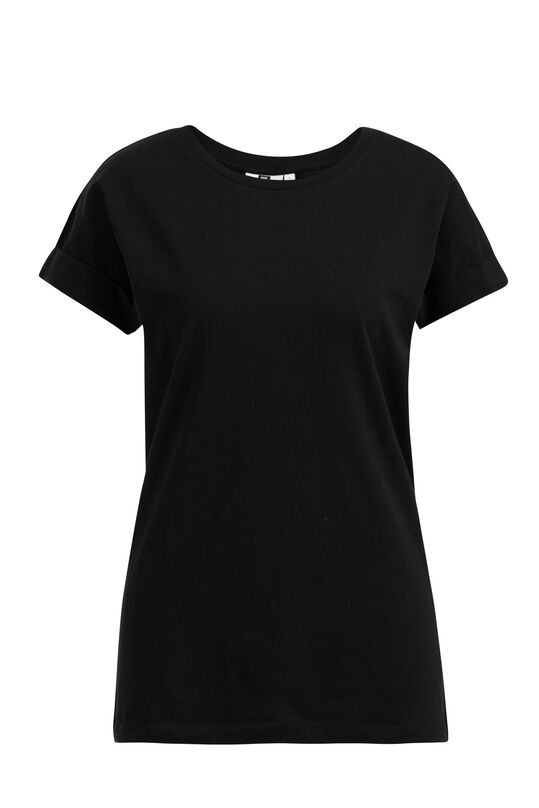 Dames regular fit T-shirt van katoen, Zwart