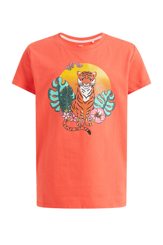 T-shirt à application pour fille, Orange vif