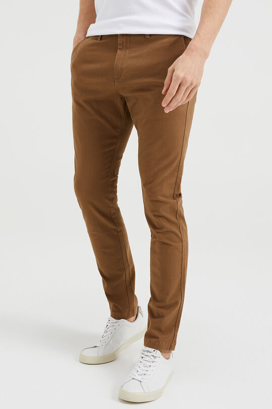 Pantalon chino skinny fit uni homme, Brun Cannelle