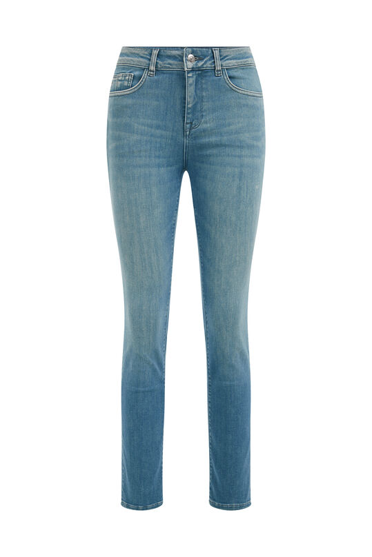 Jeans stretch confort mid rise slim fit femme, Bleu