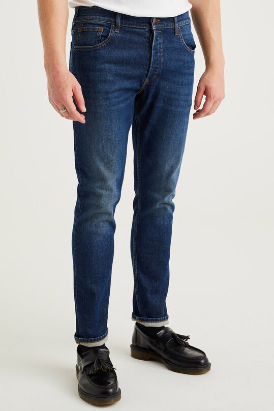 Heren slim fit jeans met comfort-stretch, Donkerblauw