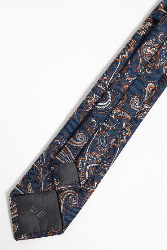 Heren zijdemix stropdas met dessin, Donkerblauw