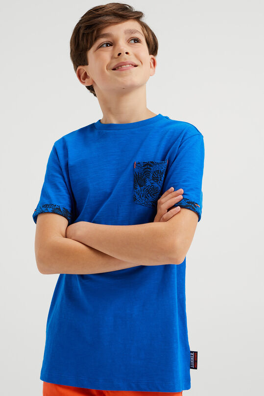 Jongens T-shirt met borstzakje, Kobaltblauw