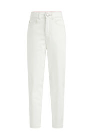 Meisjes high rise mom fit jeans met stretch, Wit