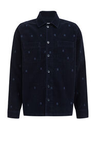 Heren corduroy overhemd met embroidery, Donkerblauw