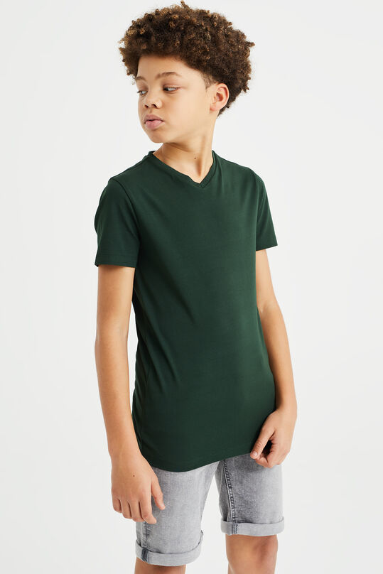 Jongens basic T-shirt met V-hals, Donkergroen
