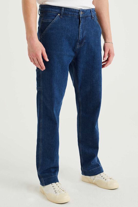 Jeans cargo straight fit avec stretch confort homme, Bleu foncé