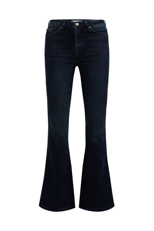 Jeans high rise super wide flared stretch femme - Curve, Bleu foncé