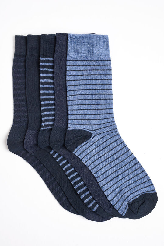 Heren gestreepte sokken, 5 pack, Marineblauw