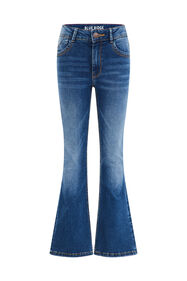 Meisjes flared jeans met stretch, Kobaltblauw