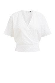 Top à broderie anglaise femme, Blanc