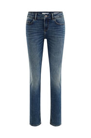 Dames mid rise slim jeans met comfort stretch, Blauw