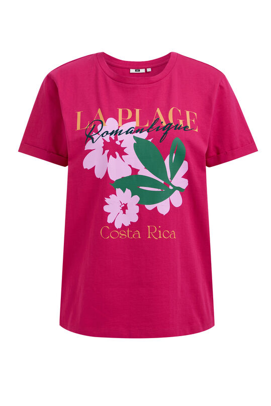 T-shirt à application femme, Rose vif