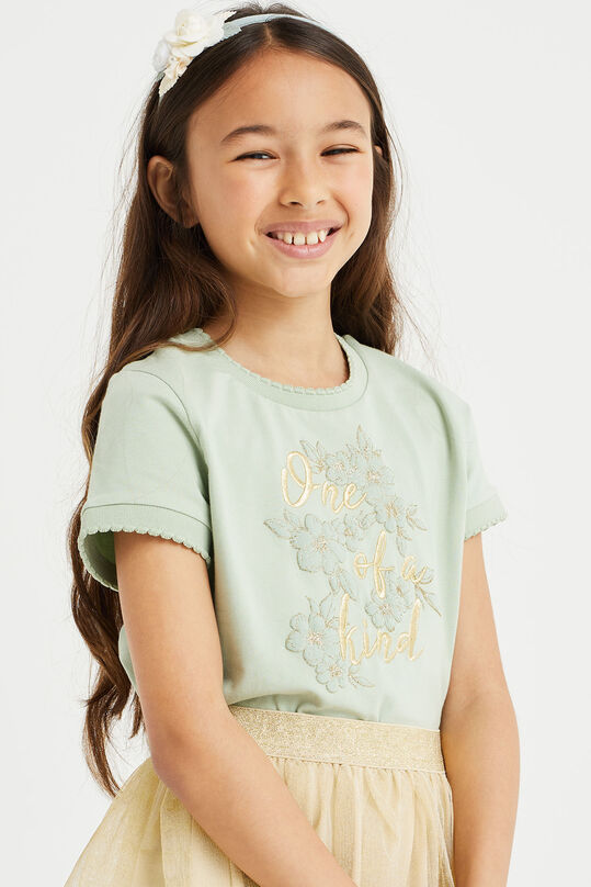 Meisjes T-shirt met embroidery, Pastelgroen