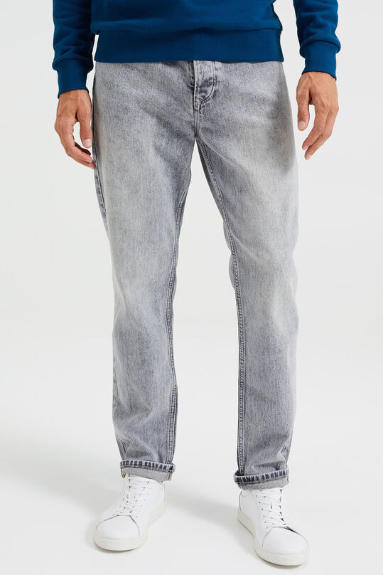 Heren tapered fit jeans met comfort stretch, Lichtgrijs