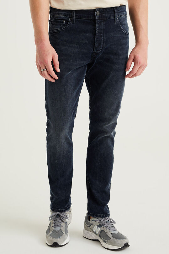 Heren slim fit jeans met medium-stretch, Donkerblauw