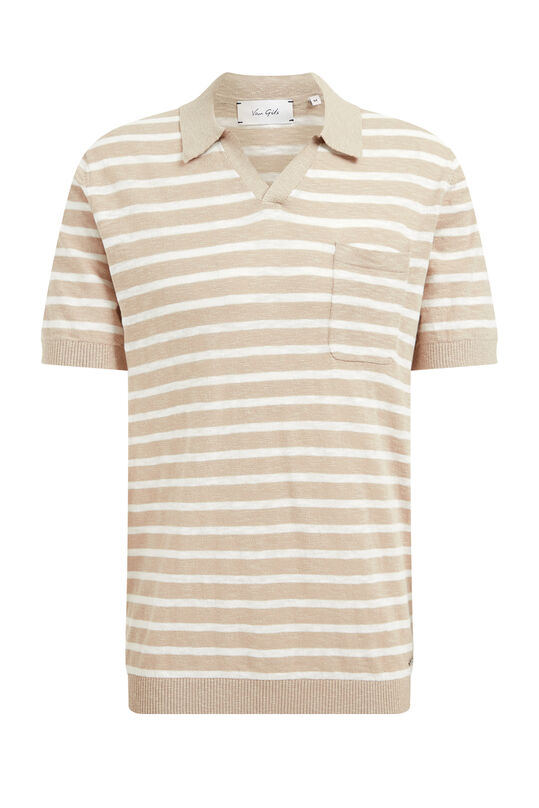 Polo à rayures homme, Beige