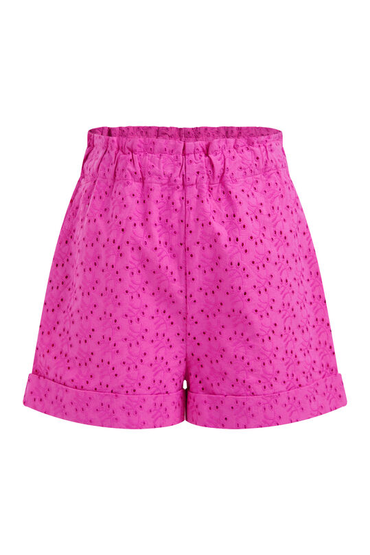 Short à broderie anglaise fille, Rose vif