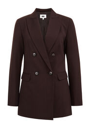 Dames regular fit double-breasted blazer, Donkerbruin