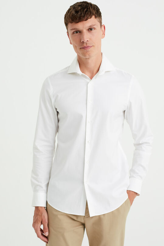 Heren slim fit overhemd van luxueuze katoen, Wit