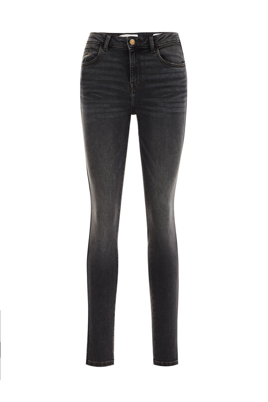 Dames Mid rise skinny jeans met stretch, Zwart