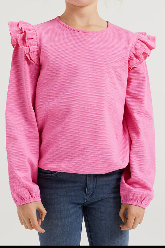 Meisjes T-shirt met volants en structuur, Roze