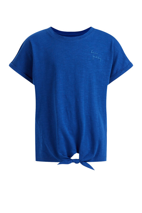 Meisjes T-shirt met knoopdetail, Donkerblauw
