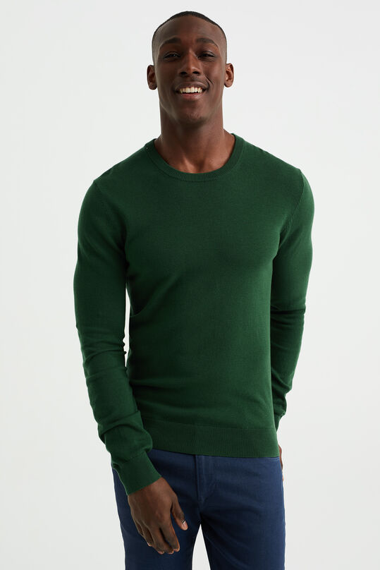 Pull de fin jersey de mélange de coton homme, Vert clair
