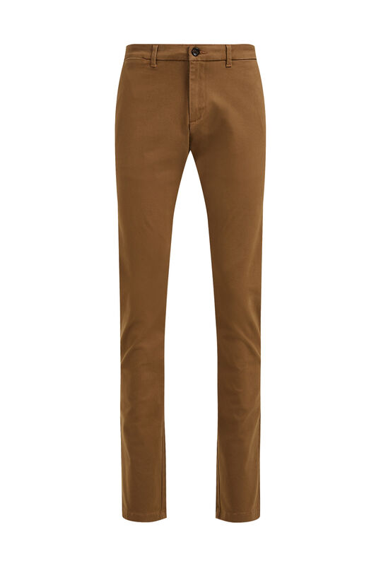 Pantalon chino skinny fit uni homme, Brun Cannelle