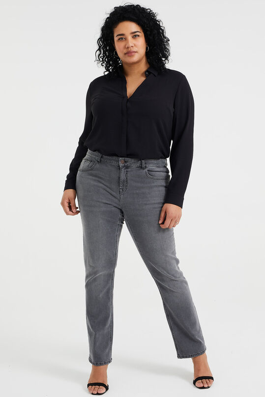Jeans mid rise slim comfort stretch femme - Curve, Gris