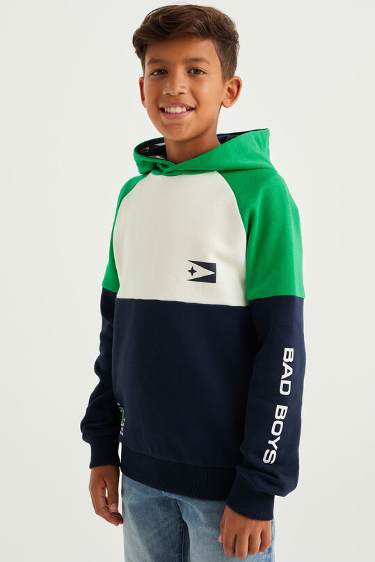 Jongens hoodie met colourblock, Groen