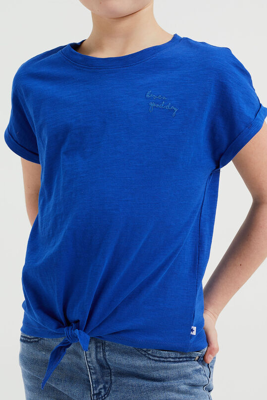 Meisjes T-shirt met knoopdetail, Donkerblauw