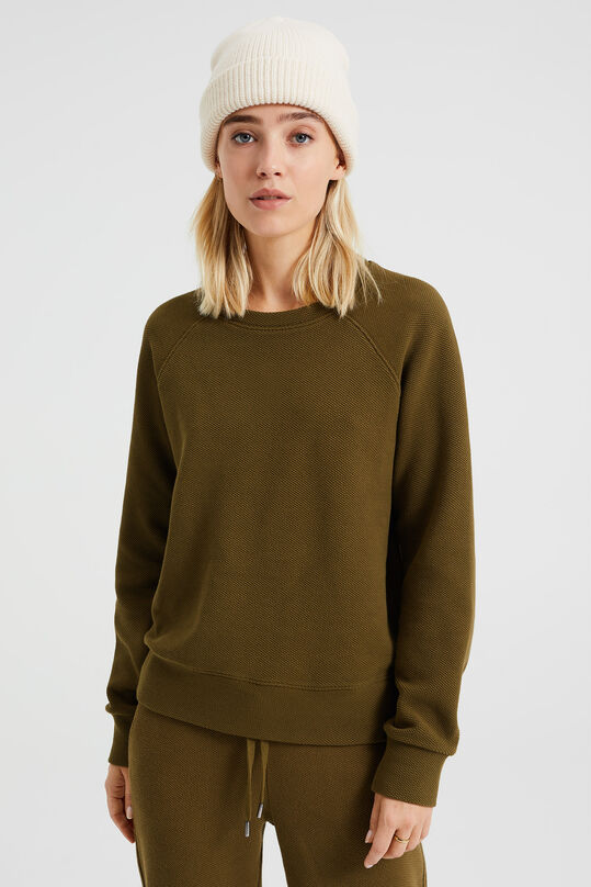 Sweat-shirt à structure femme, Vert armee