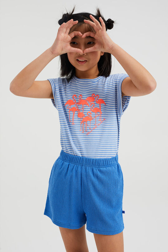 Meisjes gestreept T-shirt met glitteropdruk, Blauw