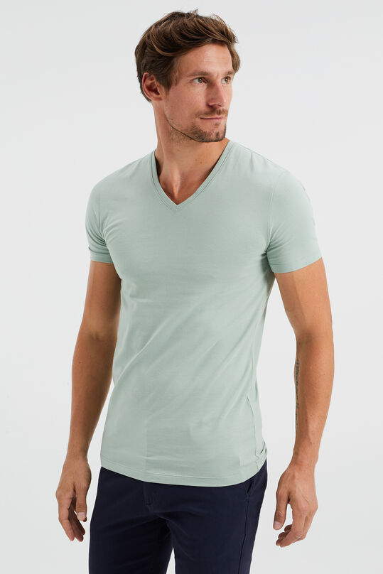 T-shirt à col en V homme, Vert pastel