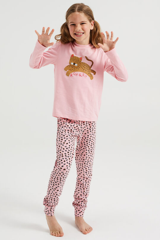 Meisjes pyjamaset met luipaarddessin, Lichtroze