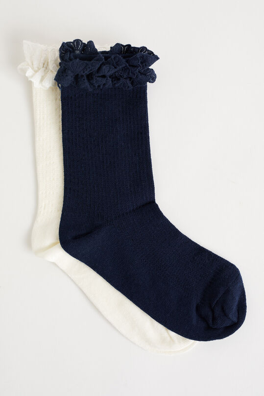 Meisjes sokken met kant, 2-pack, Donkerblauw