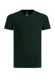 T-shirt basique à col en V garçon, Vert foncé