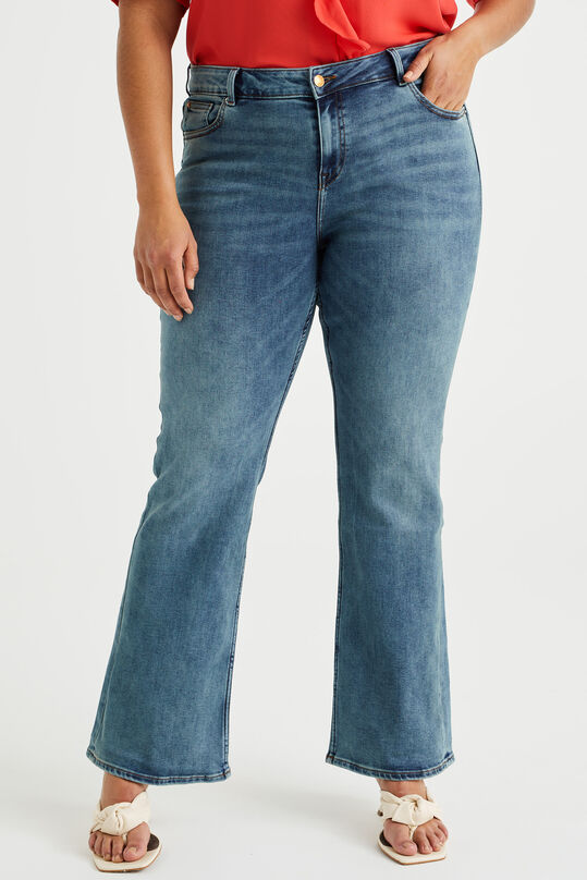 Dames mid rise bootcut jeans met stretch - Curve, Blauw