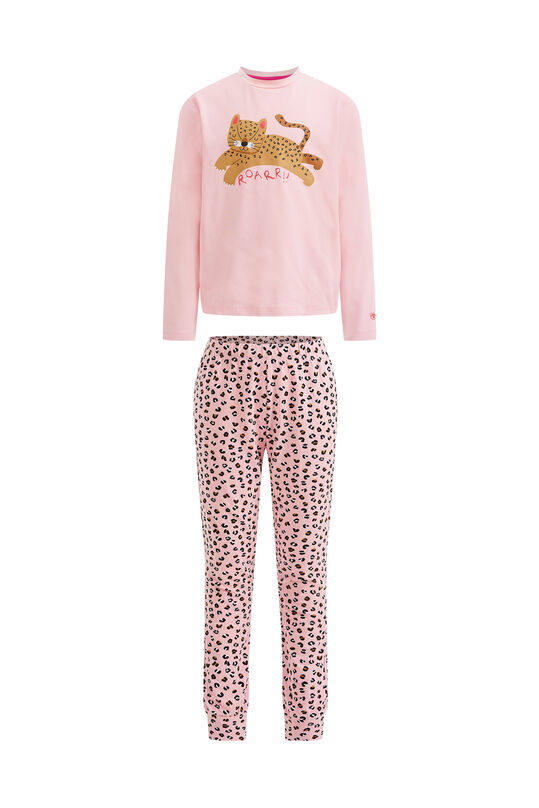 Meisjes pyjamaset met luipaarddessin, Lichtroze