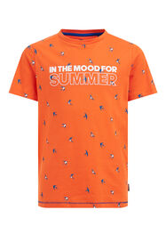 T-shirt à motif garçon, Orange vif