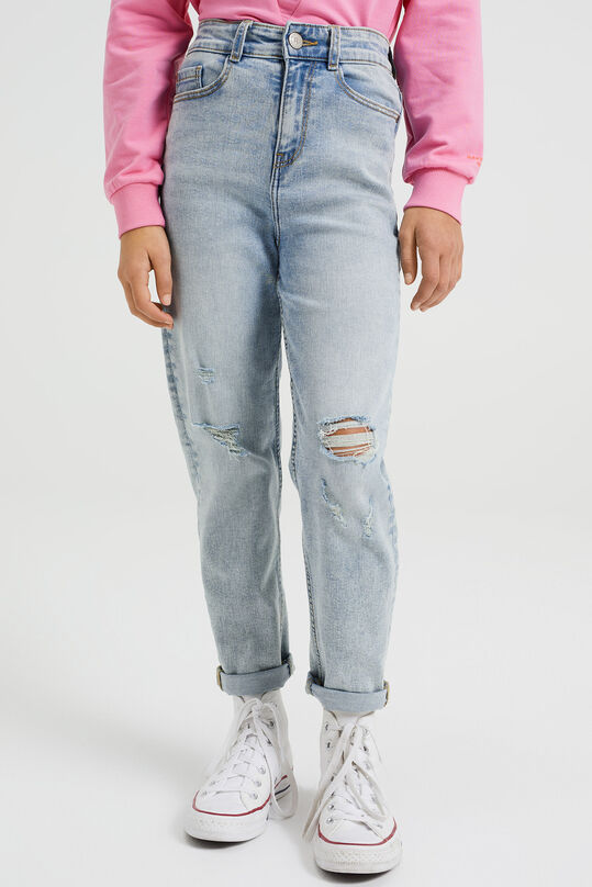 Meisjes high rise mom fit jeans met stretch, Lichtblauw