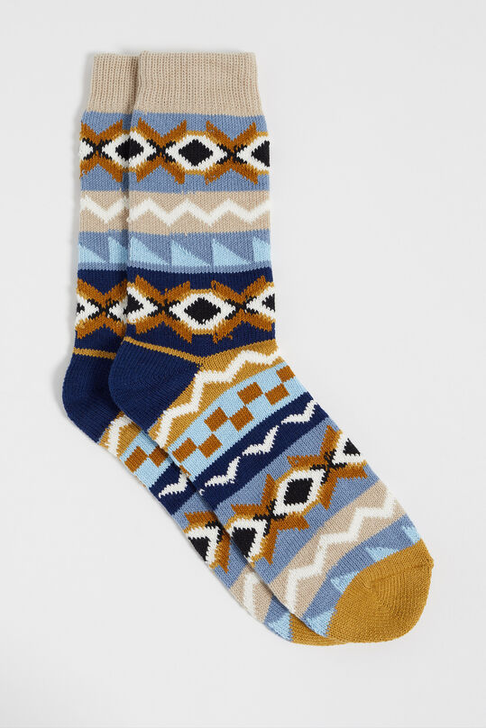 Heren fijngebreide sokken met dessin, Multikleur