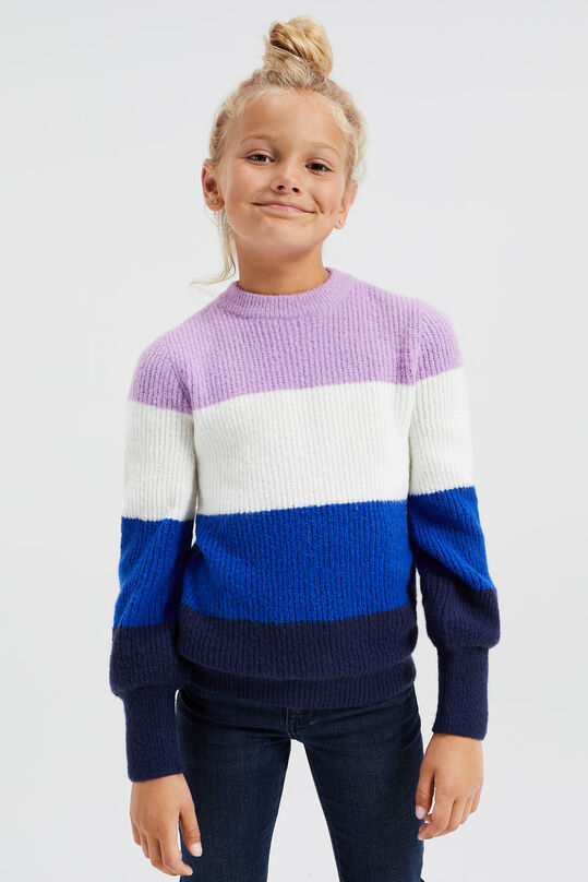 Meisjes fijngebreide trui met colourblock, Multikleur