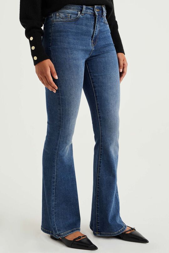 Dames high rise superflared jeans met stretch, Blauw